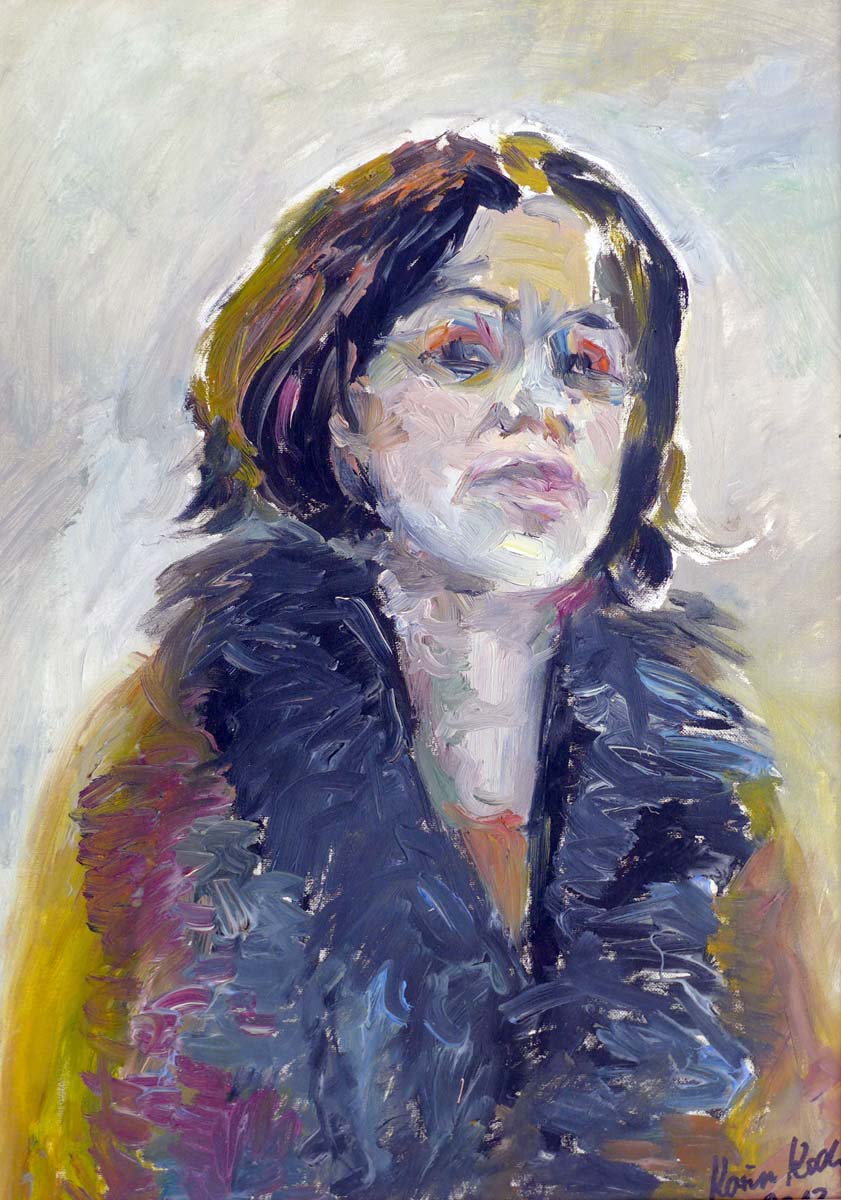 Frau mit Pelz, Öl auf Leinwand, 60 x 80 cm